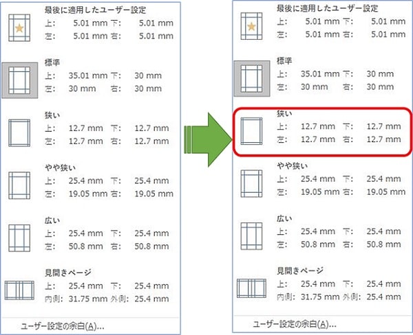 Word　余白　狭い