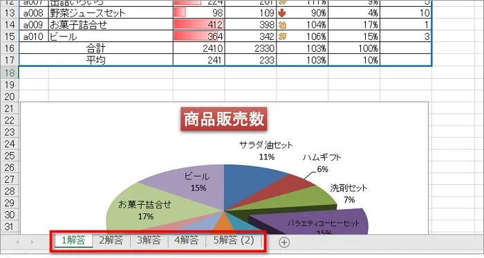 複数のシートを使っている