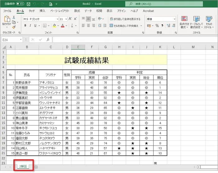 選択したシートだけ別のファイルとして移動しますので、名前をつけて保存