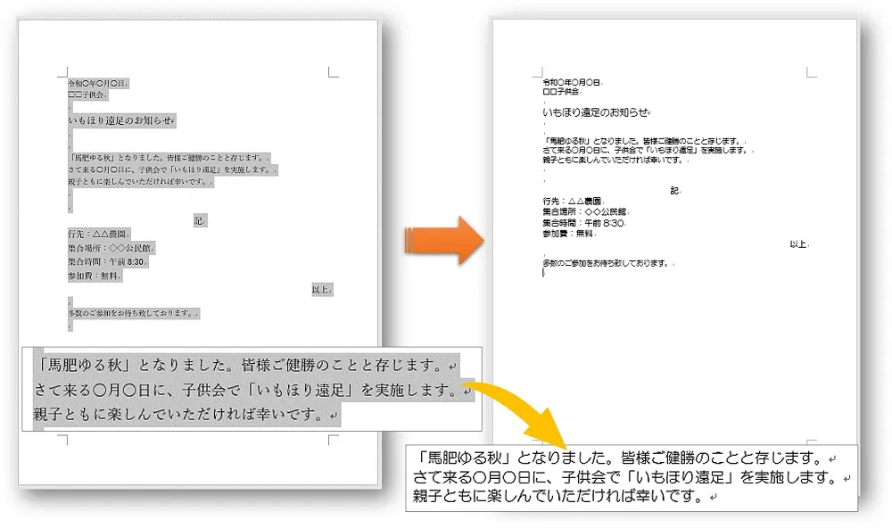 文書全体のフォント変更画像